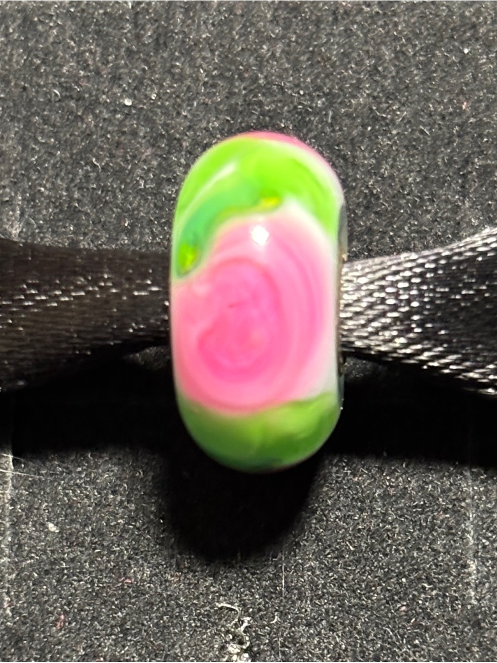 Trollbeads Rose Bead Sterling and Glass Charm